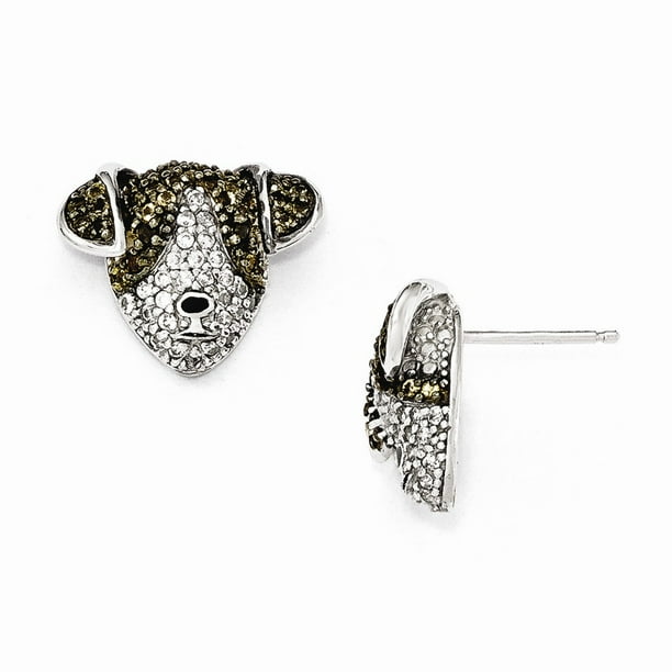 925 Sterling Silver and Cubic Zirconia Post Hoop Earrings 15mm x 9mm 925 Sterling Silver and Cubic Zirconia Post Hoop Earrings 15mm x 9mm